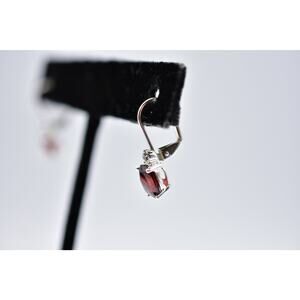 NVC Signed Dangle Earrings Rhinestone Crystal Red Silver Sparkling Elegant Bin5